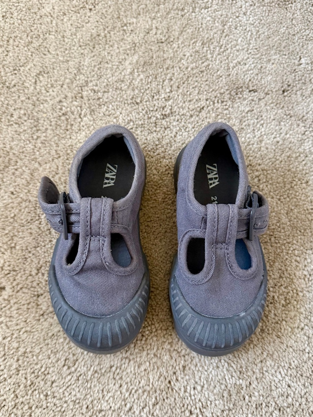 Zara Gray Canvas T-Strap Baby Walker Shoes